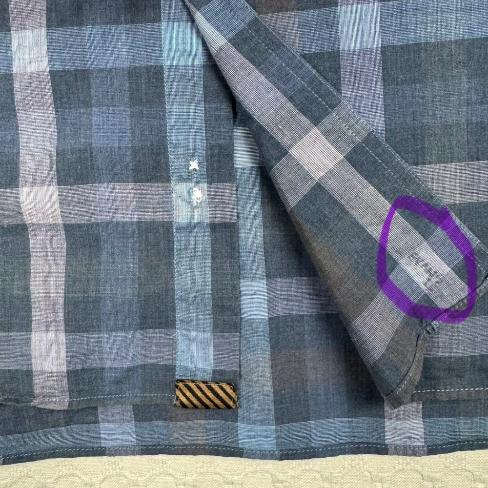 Billy Reid Button Up Shirt Plaid Standard Fit Mens XXL Made in Italy Preppy - Picture 8 of 8